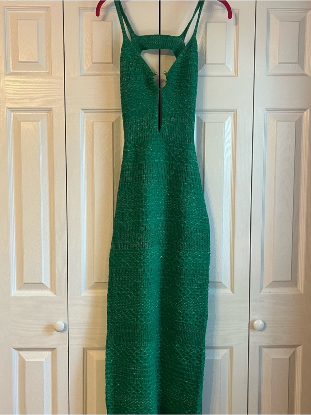 SHEIN Emerald Green Knit Cutout Maxi Dress